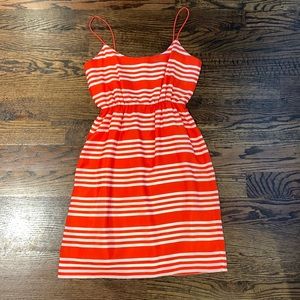 J Crew sz 2 orange and ivory striped dress